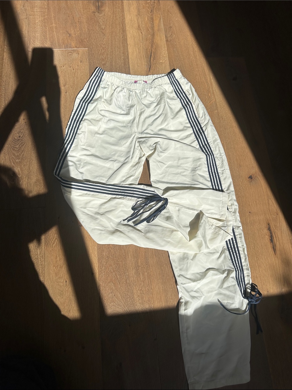 Edikted White Track Pants with Black Stripe Trim